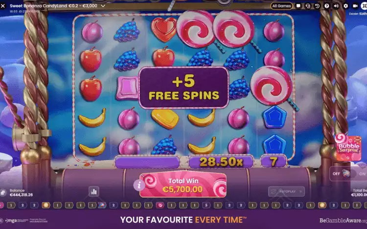Sweet Bonanza Candyland Glücksrad